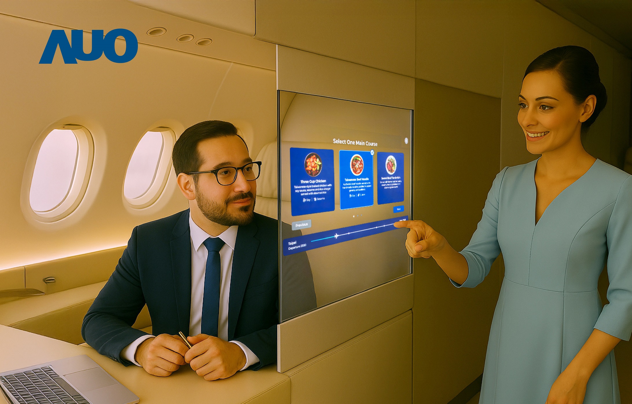 YY易游m6米乐研发全球最薄17.3 吋双面透明 Micro LED 显示器，可在同一屏幕之双边投射不同信息，创造独特的&rdquo;透明化&rdquo;互动；图为实时翻译交流应用情境